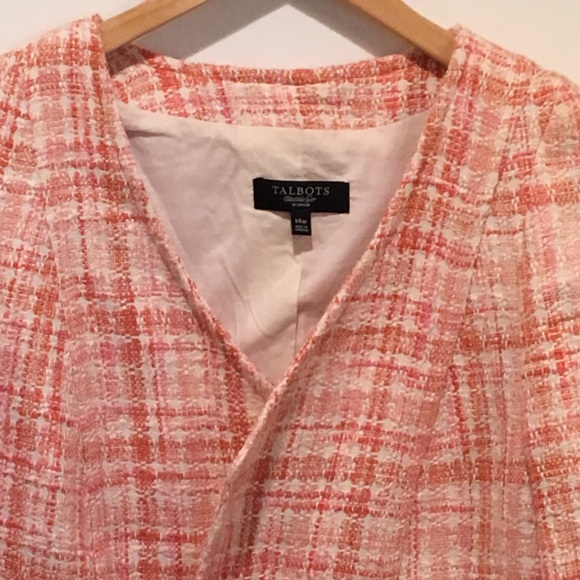 Talbots pink and orange tweed blazer, size 14 - Picture 2 of 6
